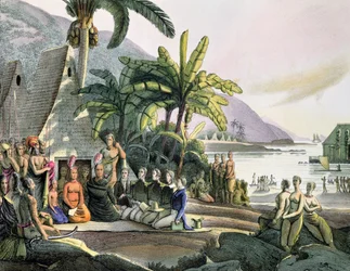 Meeting between the Expedition Party of Otto von Kotzebue and King Kamehameha I on Ovayhi Island
